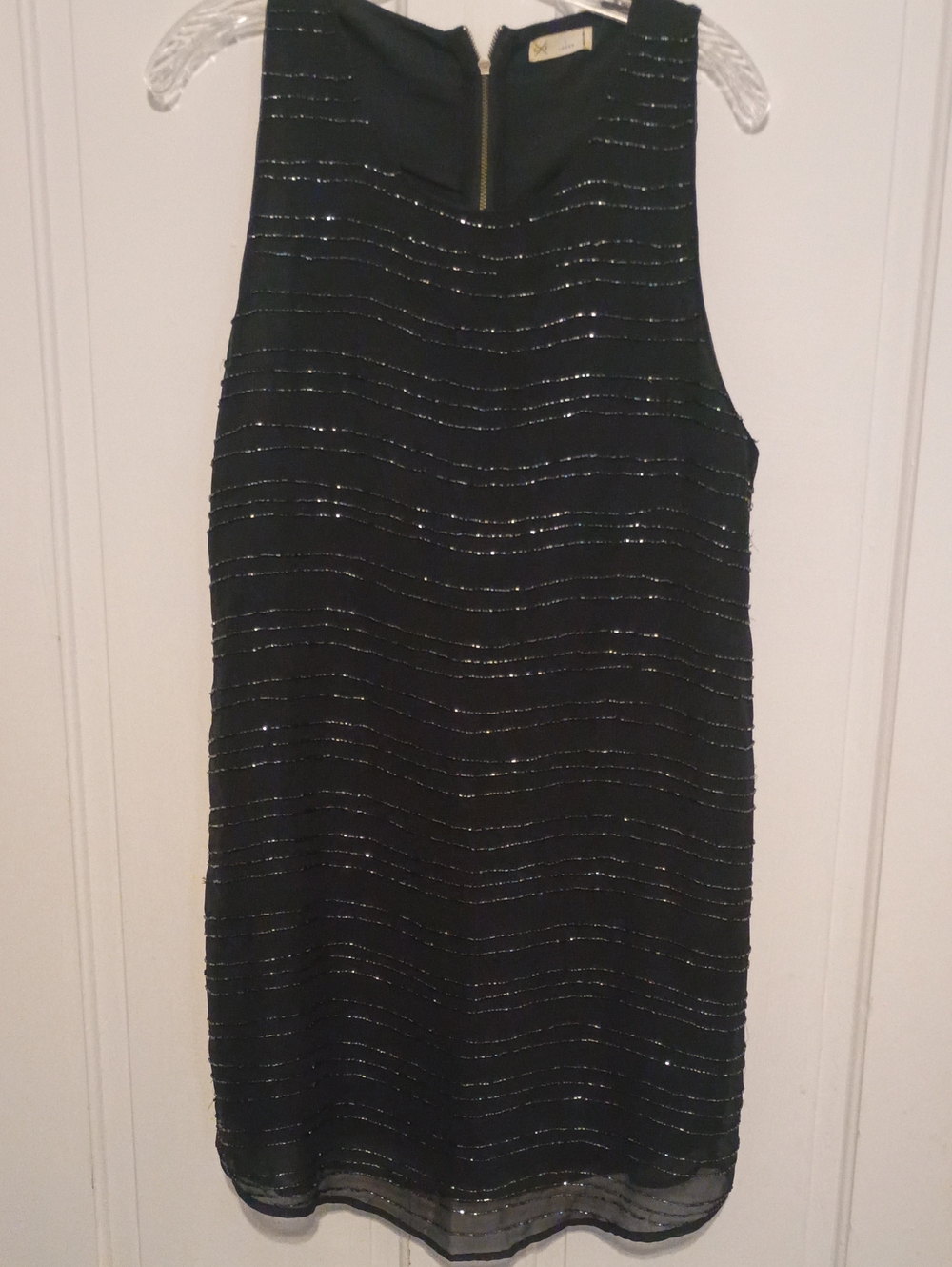 GF Black Sequin Striped Sleeveless Dress